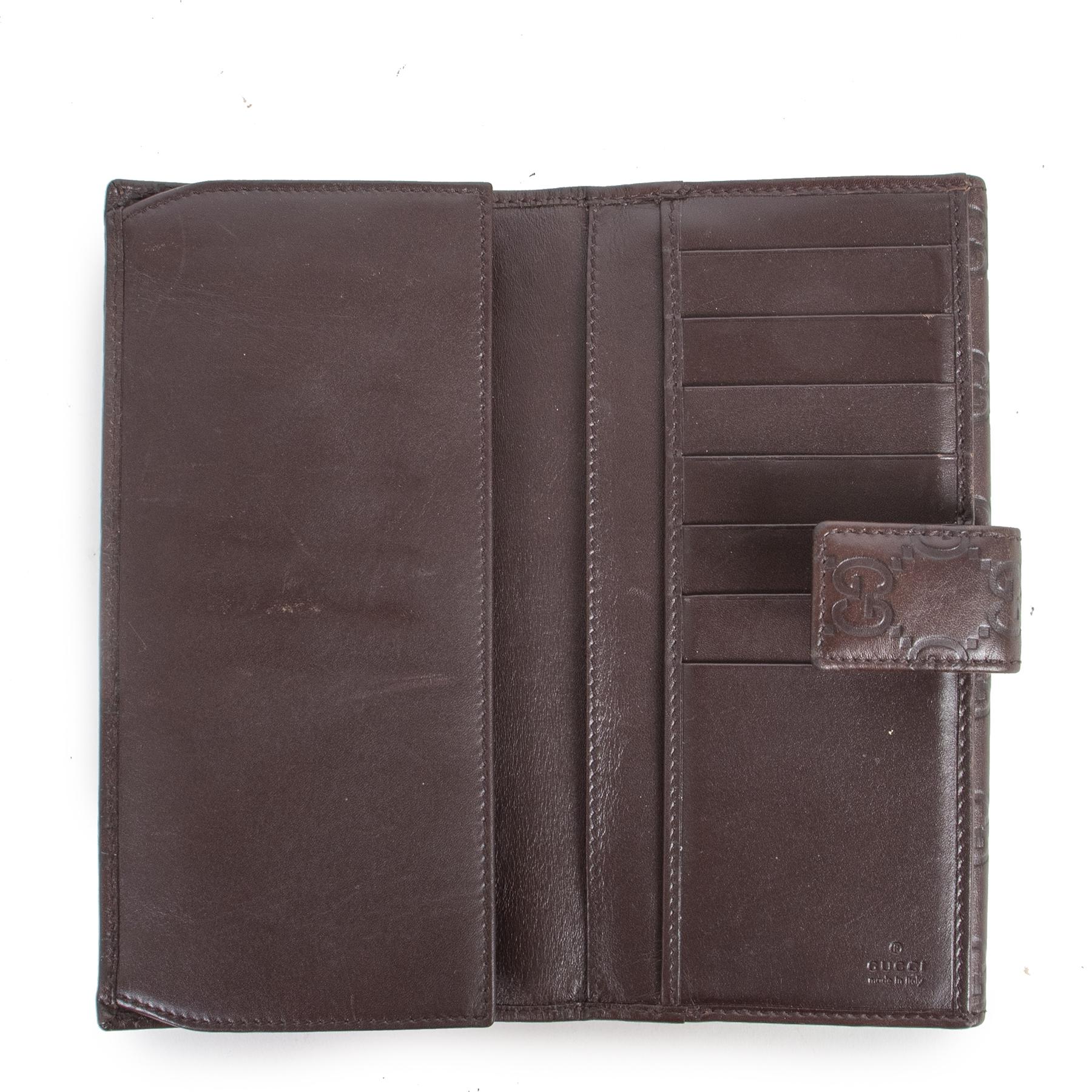 Gucci Shima GG Logo Brown Leather Long Wallet