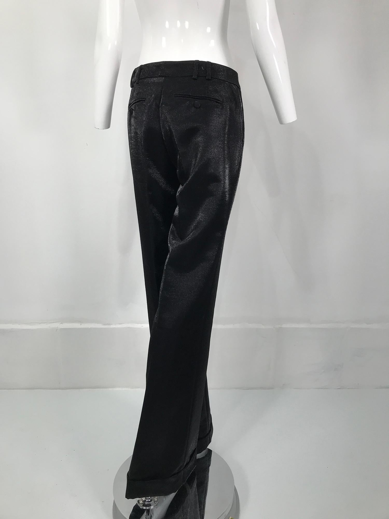 Gucci Schimmernde schwarze Hose mit weitem Bein und Manschetten 40 im Zustand „Hervorragend“ im Angebot in West Palm Beach, FL