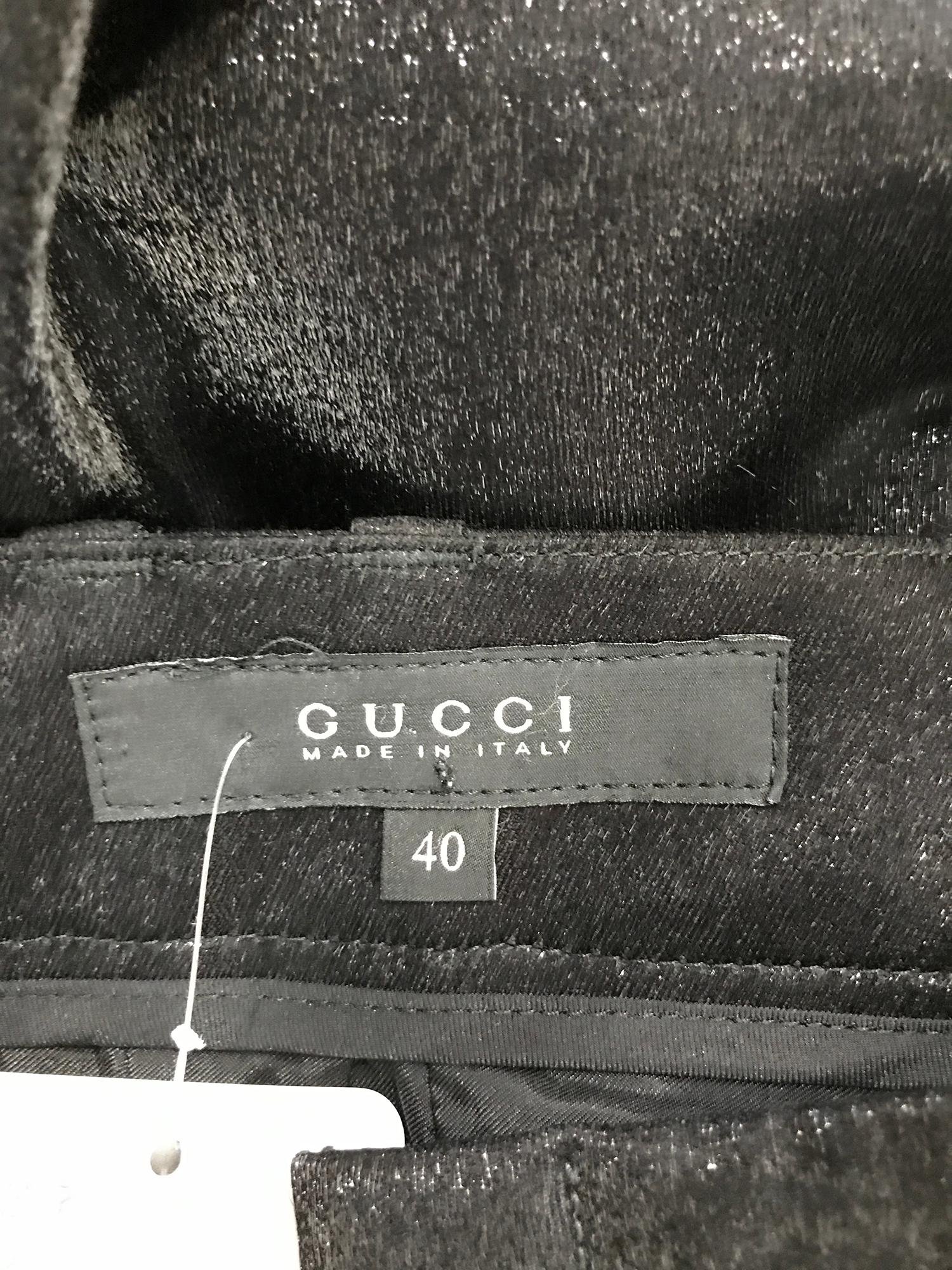 Gucci Schimmernde schwarze Hose mit weitem Bein und Manschetten 40 im Angebot 4