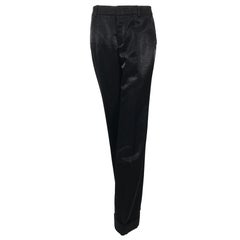 Gucci Schimmernde schwarze Hose mit weitem Bein und Manschetten 40
