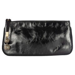 Used Gucci Shiny Leather Clutch with Braided Trim & Tassel 