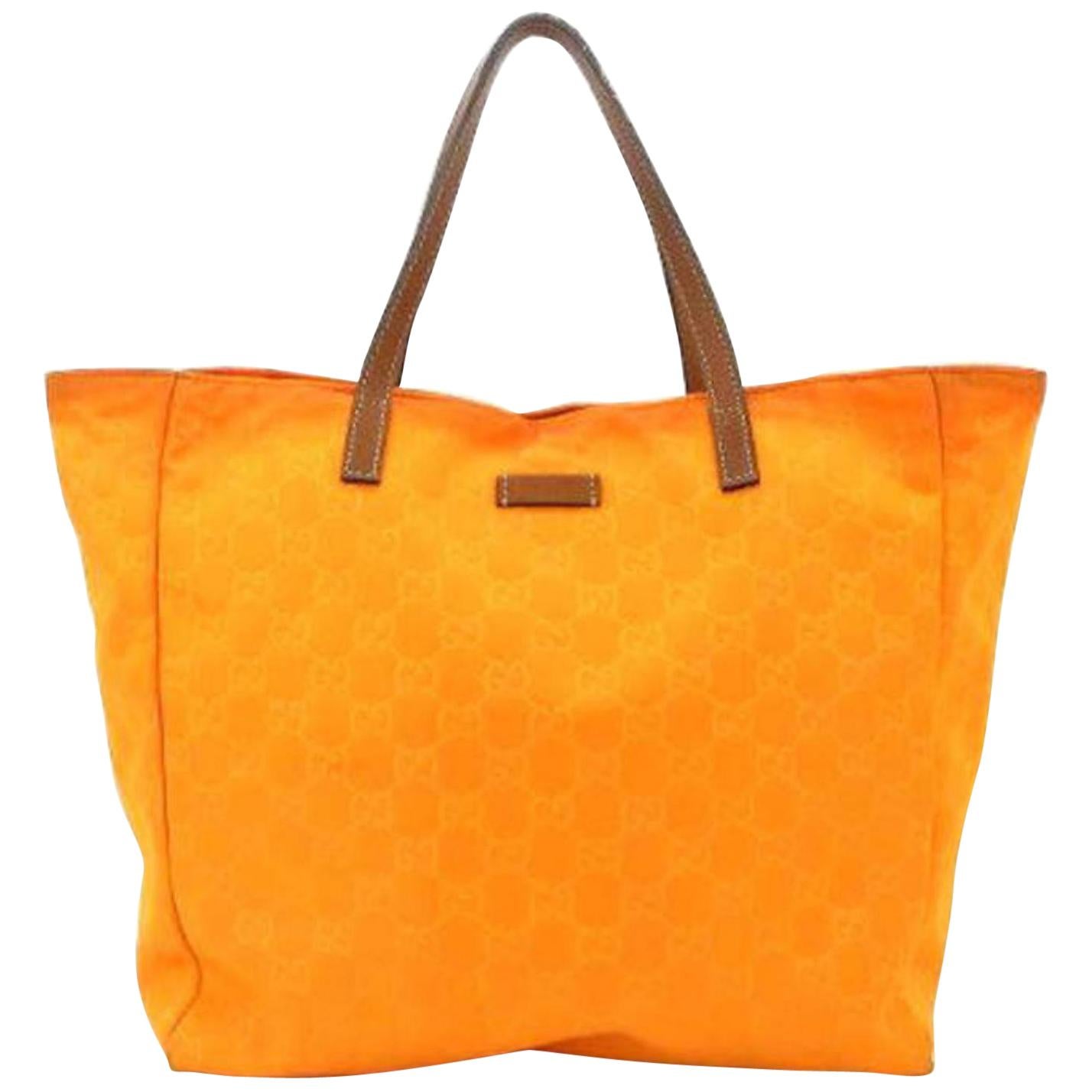 Gucci Shopper 227292 Orange Guccisima Nylon Tote