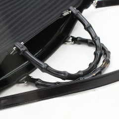 Gucci Shopper Bamboo 2way Tote 870893 Black Canvas Shoulder Bag