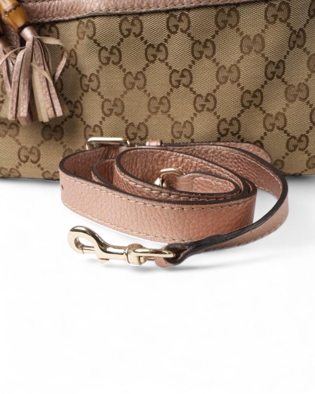 Gucci Shopper Bella Bamboo Medium GG Rosa in vendita 10