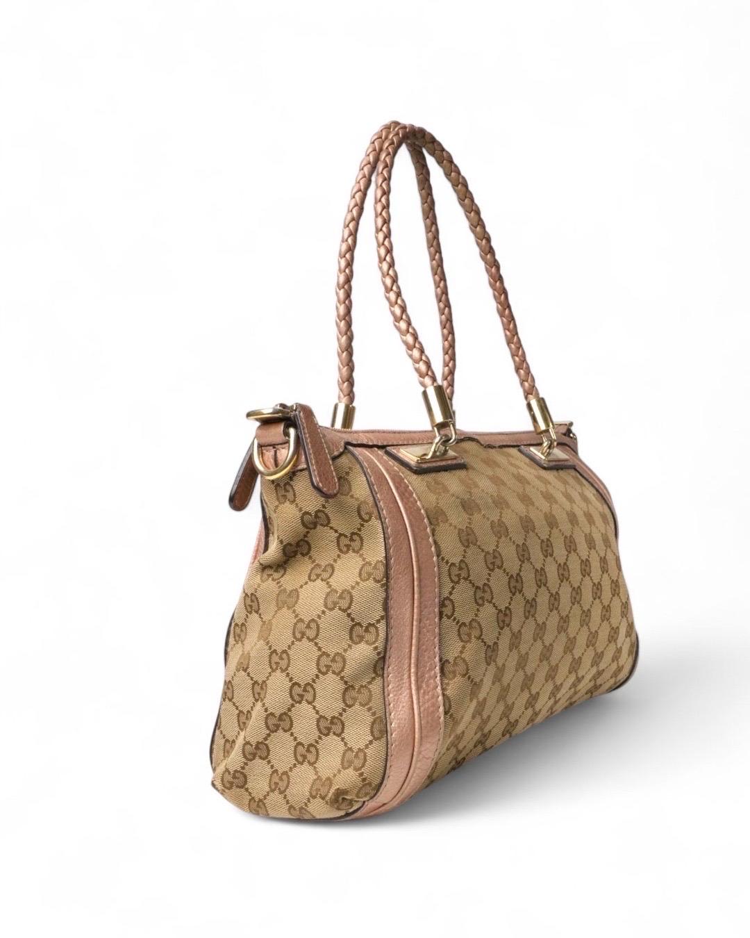Gucci Shopper Bella Bamboo Medium GG Rosa in vendita 1