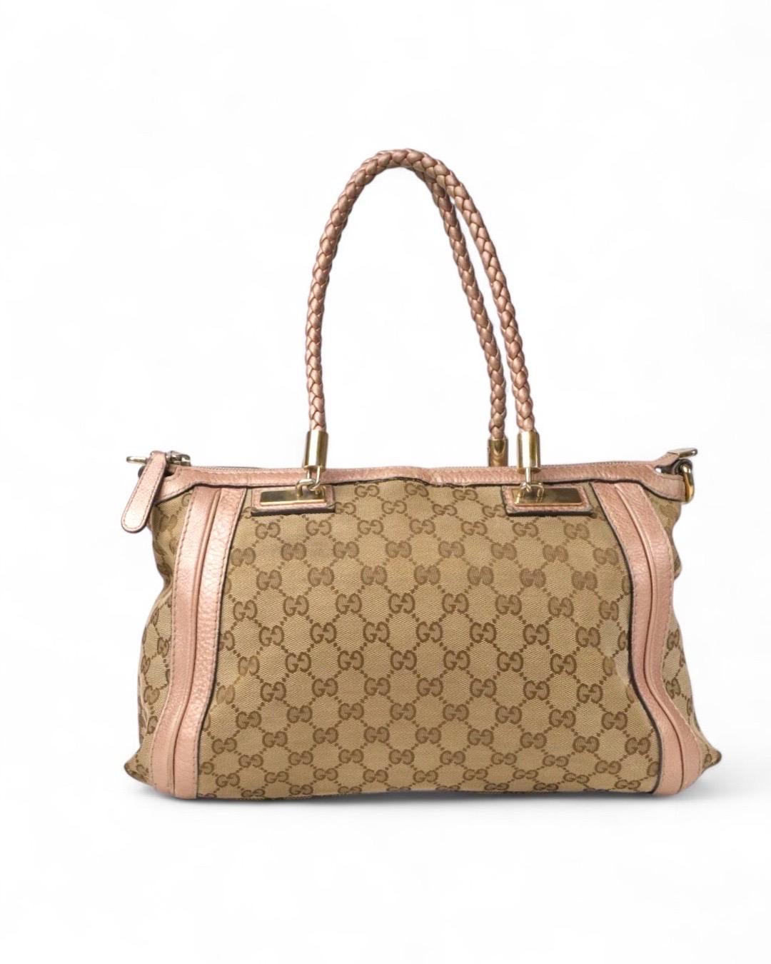 Gucci Shopper Bella Bamboo Medium GG Rosa in vendita 2