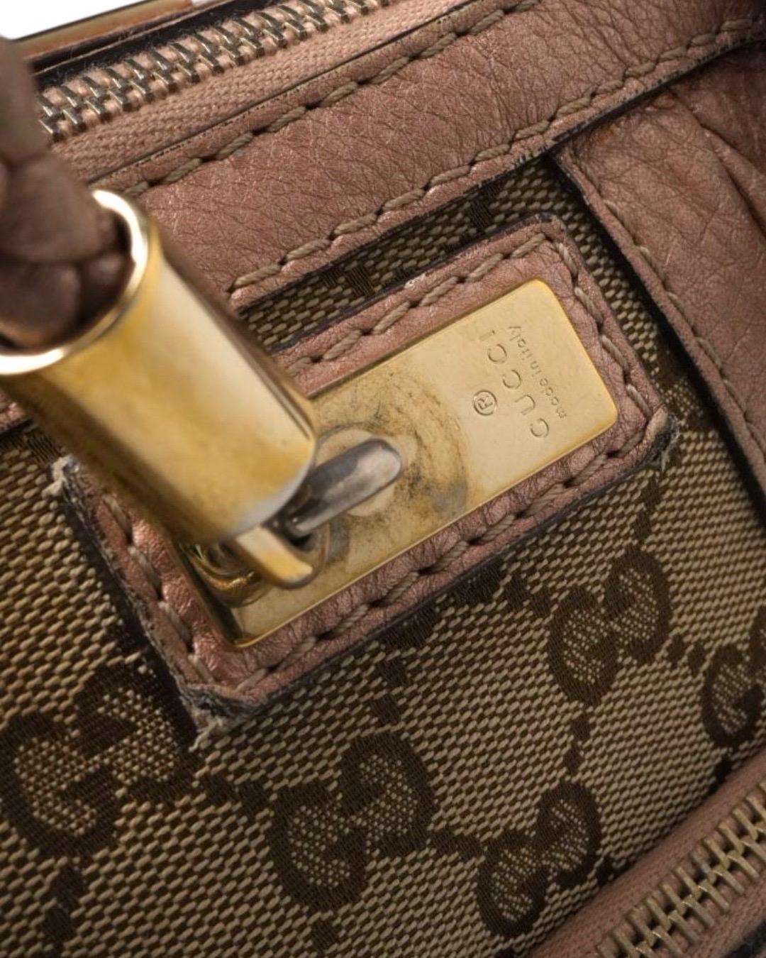 Gucci Shopper Bella Bamboo Medium GG Rosa in vendita 4