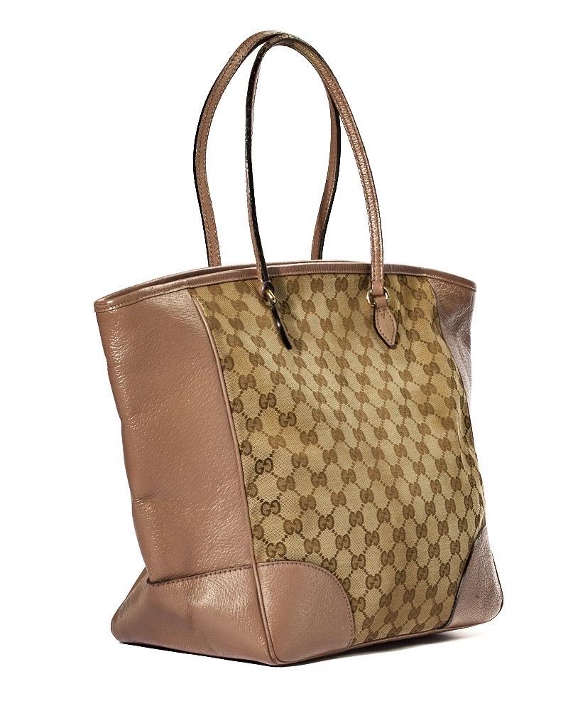 Marrone Gucci Shopper Bree Small GG Supreme Cipria in vendita