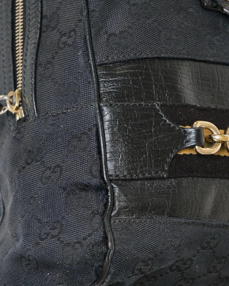 Gucci Medium Horsebit Web Shopper Black 7