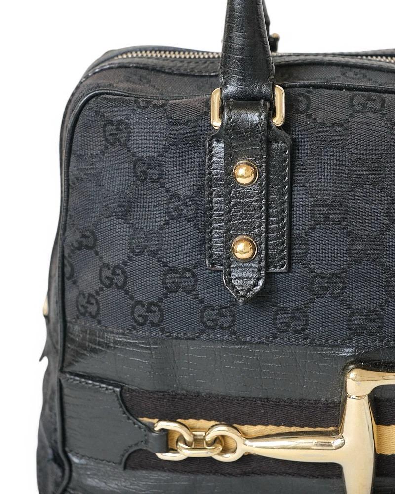 Gucci Medium Horsebit Web Shopper Black 11