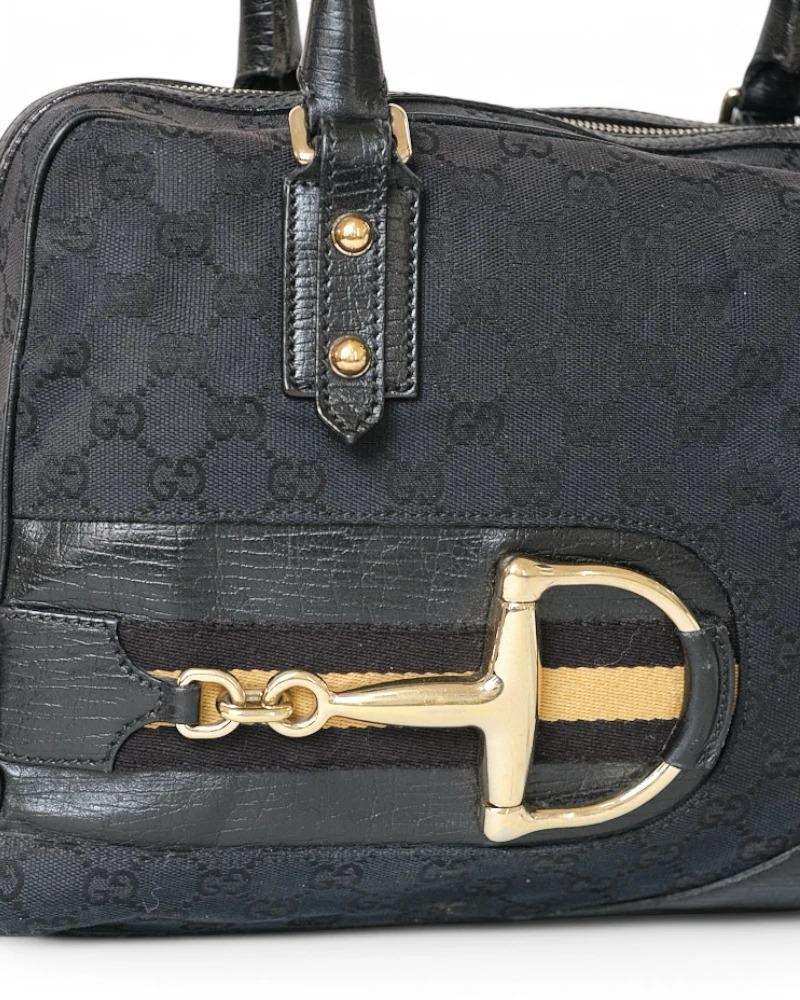 Gucci Medium Horsebit Web Shopper Black 12