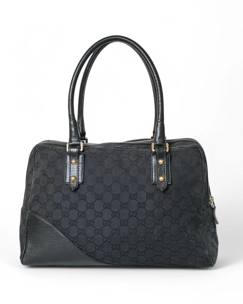 Women's Gucci Medium Horsebit Web Shopper Black