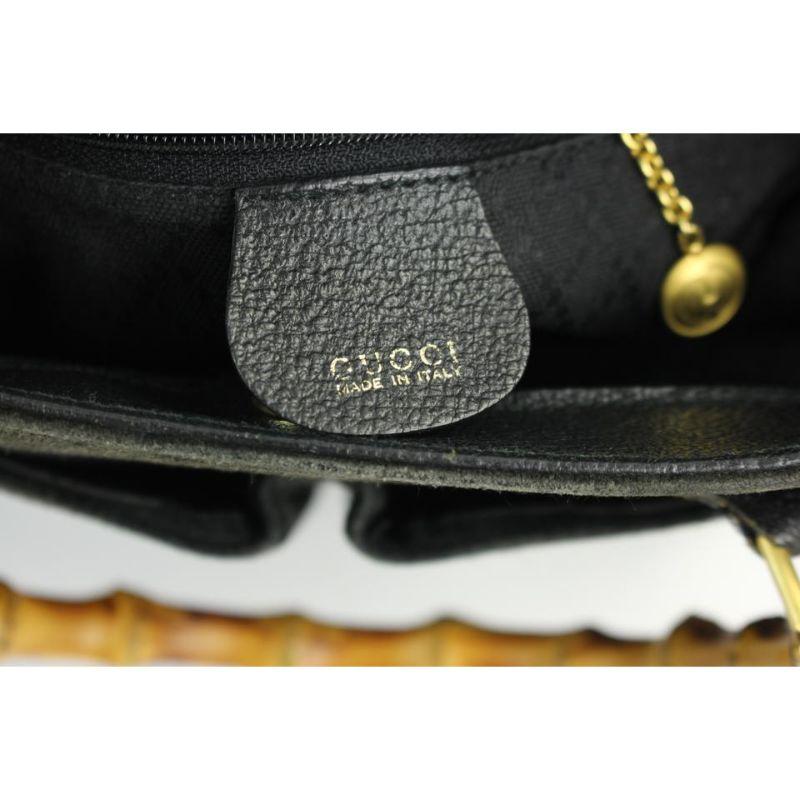 Gucci Shopper Tote Bag Bamboo 37gga1216 Black Suede Leather Satchel 4