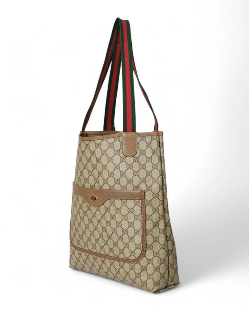 Gucci Shopper Vertical GG Supreme Brown In Good Condition For Sale In Torre Del Greco, IT