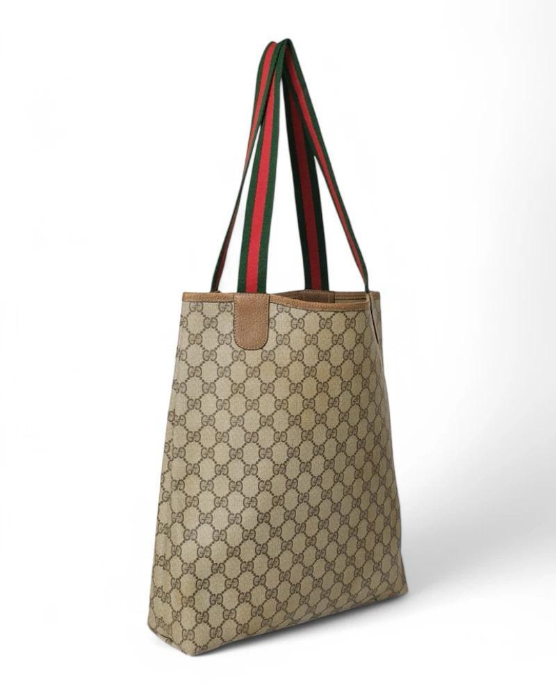 Gucci Shopper Vertical GG Supreme Brown For Sale 1