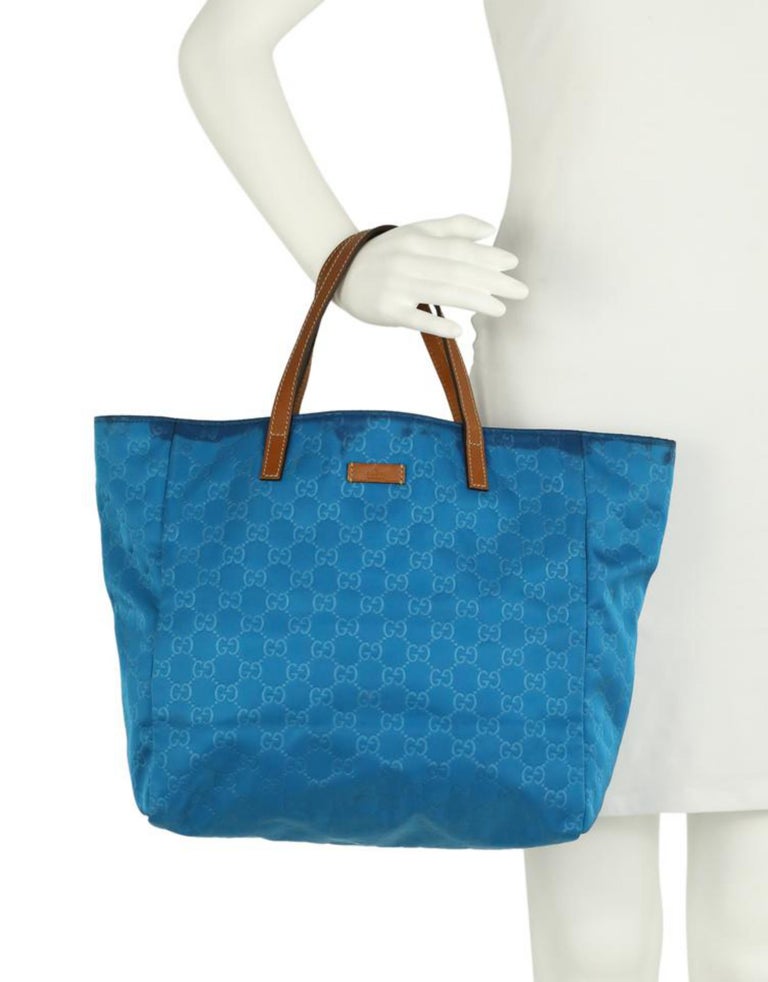 Gucci Vintage Blue Monogram Canvas Tote Shoulder Bag Cloth ref