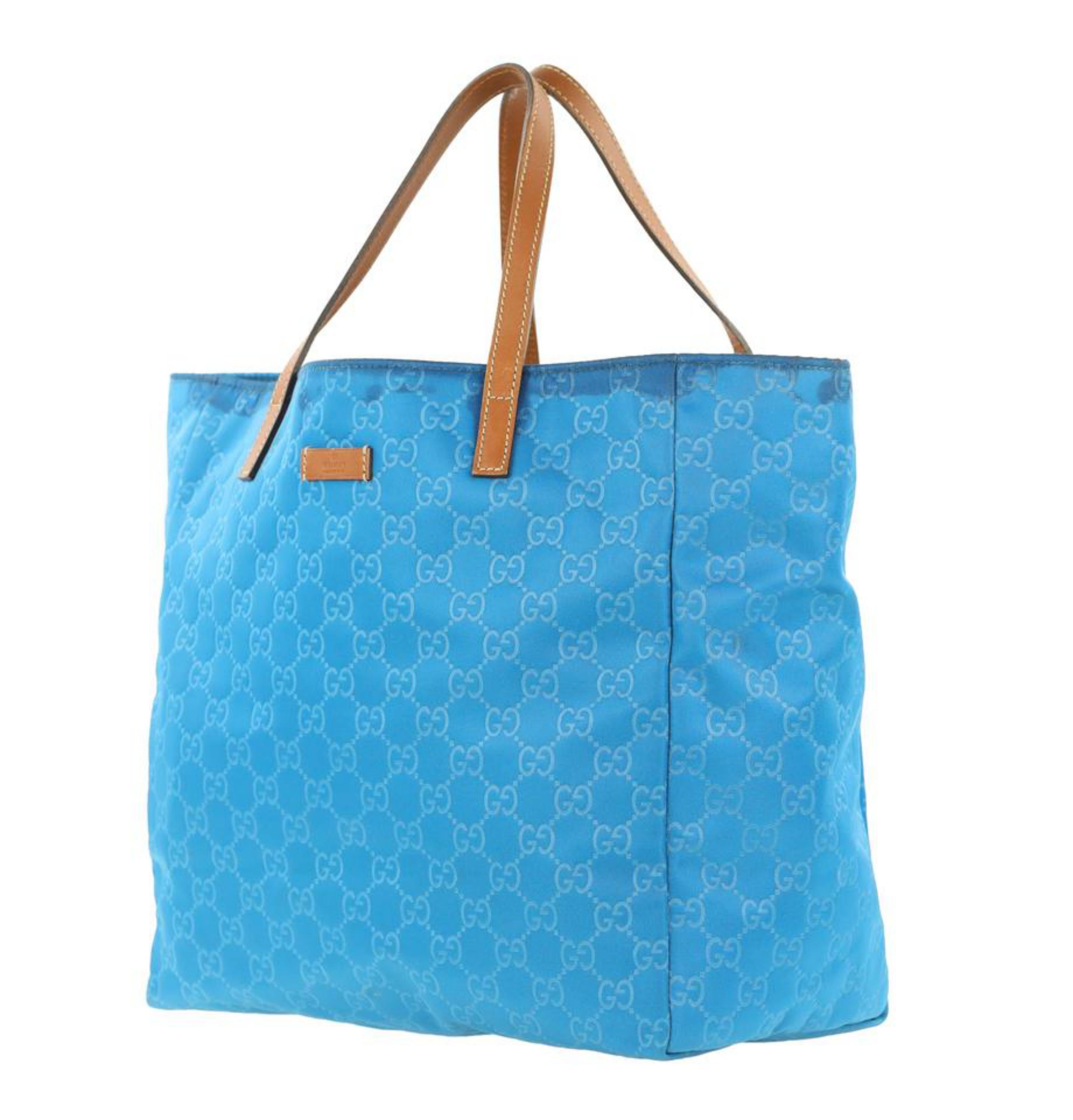 Gucci Shopping Blue Canvas Tote 867355 In Fair Condition For Sale In Forest Hills, NY