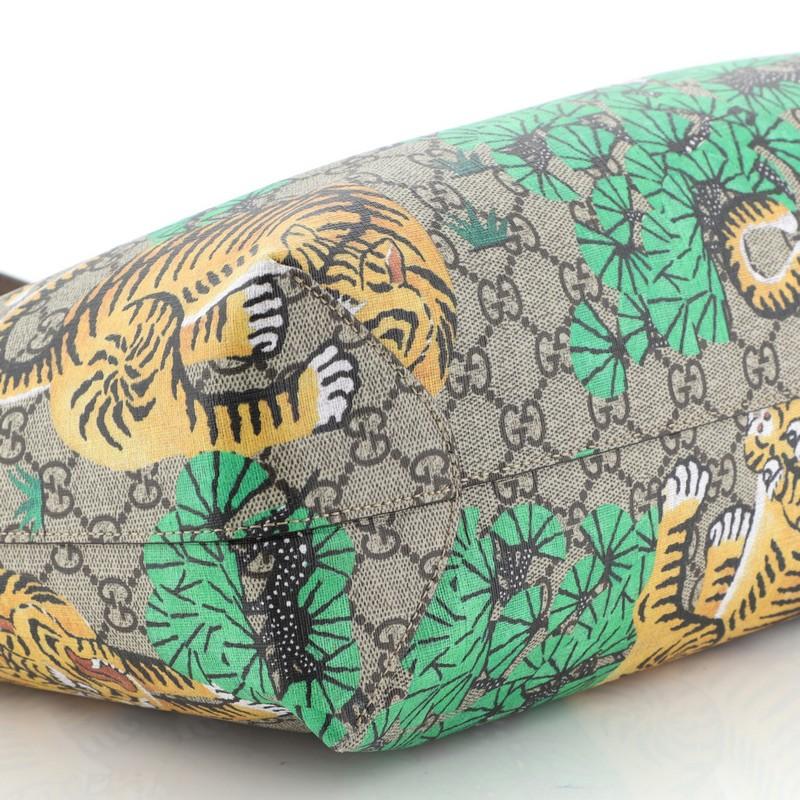 Gray Gucci Shopping Tote Bengal Print GG Coated Canvas Medium