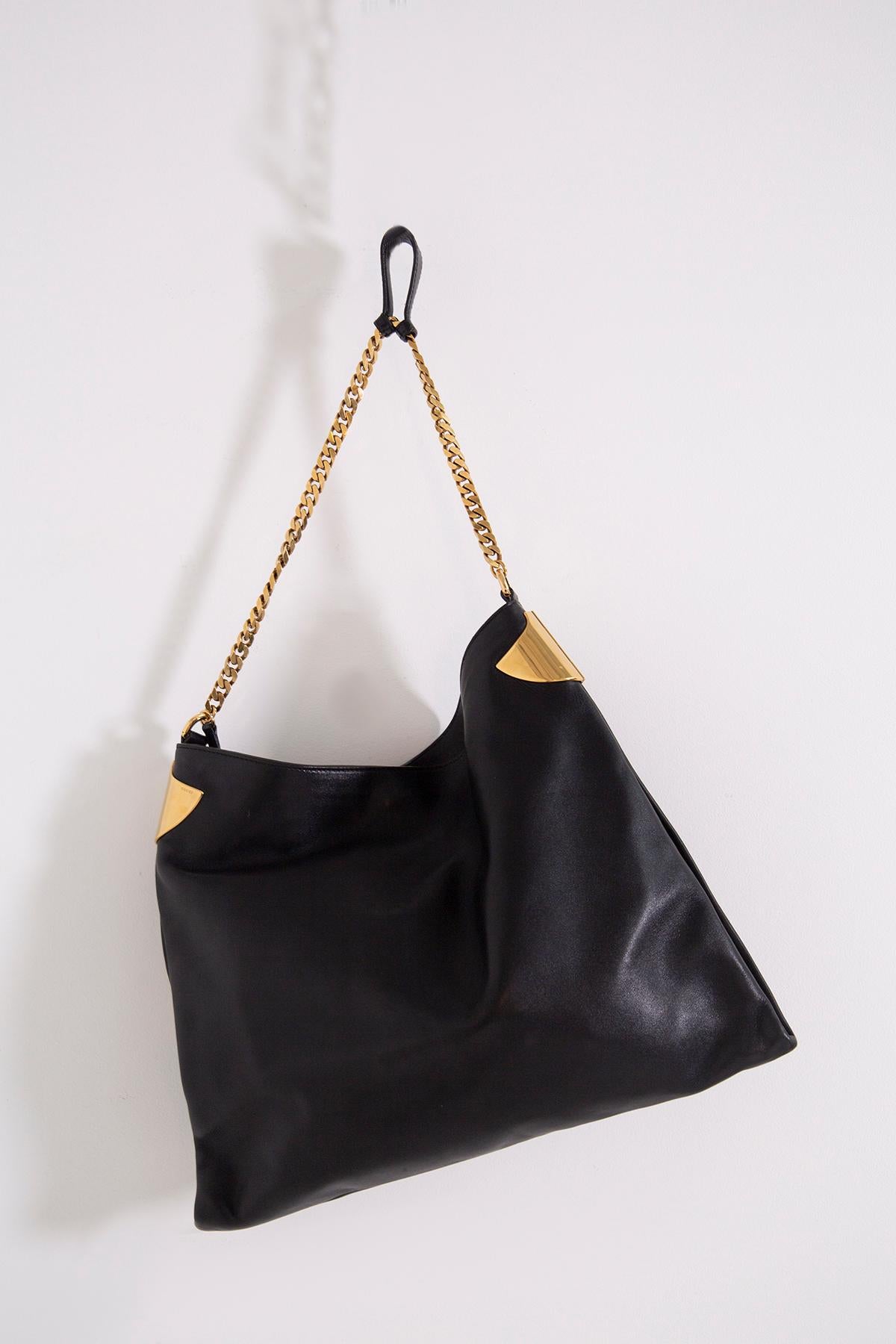 Women's Gucci Shoulder Bag Black Leather 1970 Collection