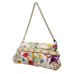 Gucci Shoulder Bag Horsebit Chain Strap Monogram Floral Multicolor Canvas Clutch