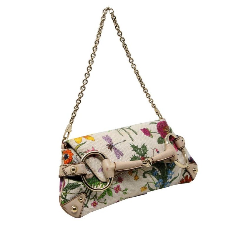 Gucci Shoulder Bag Horsebit Chain Strap Monogram Floral Multicolor ...
