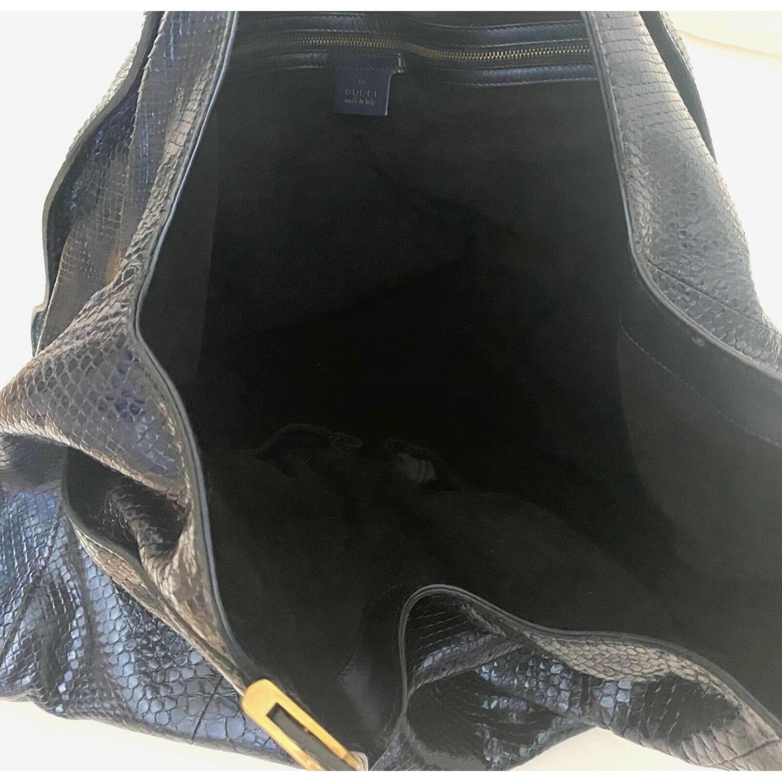 GUCCI Shoulder Bag STIRRUP Exotic Leather Snakeskin Horsebit Blue Navy Gold HW 5