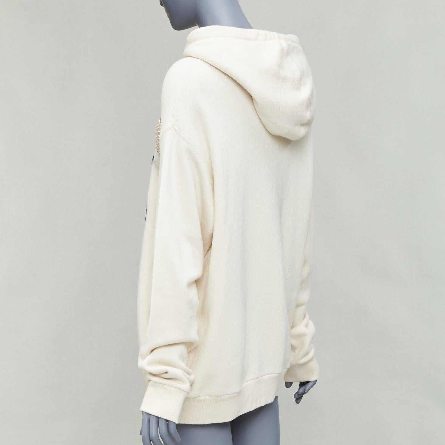 GUCCI Shunga Geisha Lover cream embroidery pearl embellished hoodie M For Sale 1