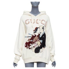 GUCCI Shunga Geisha Lover cream embroidery pearl embellished hoodie M