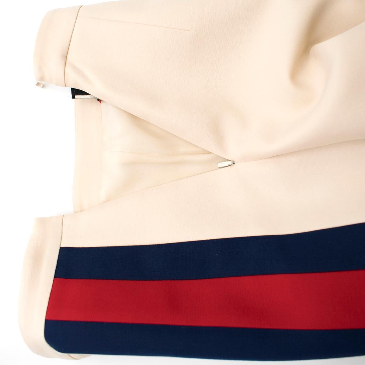 White Gucci Signature blue and red Striped crepe skirt US 4