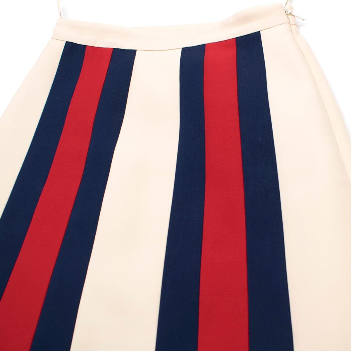 Gucci Signature blue and red Striped crepe skirt US 4 In Excellent Condition In London, GB