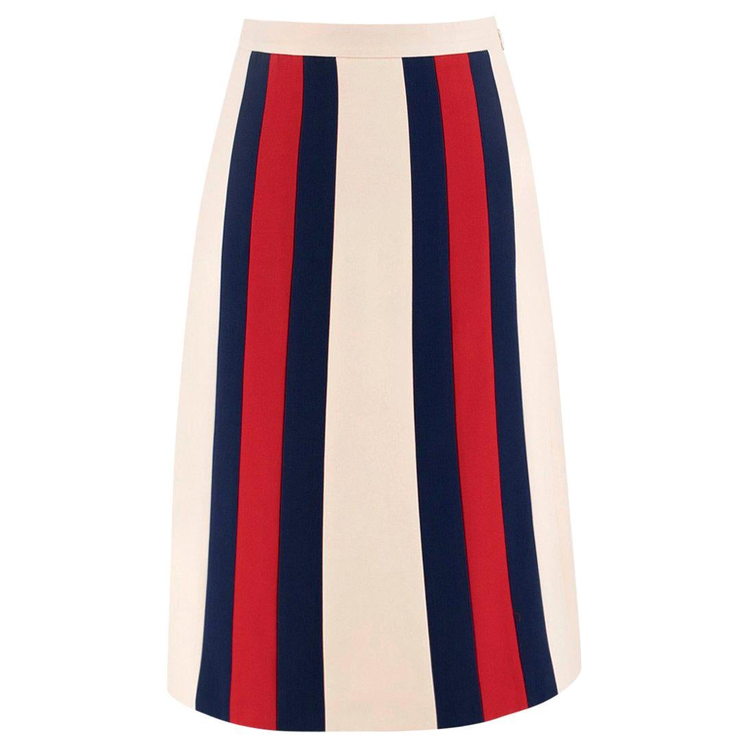 Gucci Signature blue and red Striped crepe skirt US 4