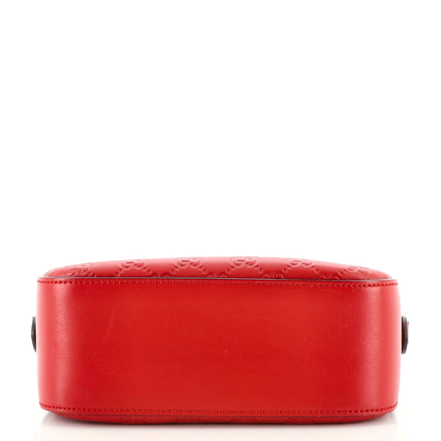 Red Gucci Signature Camera Bag Guccissima Leather Small