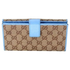 Gucci Signature Canvas Long Leather Trim GG Continental Wallet GG-0729N-0006