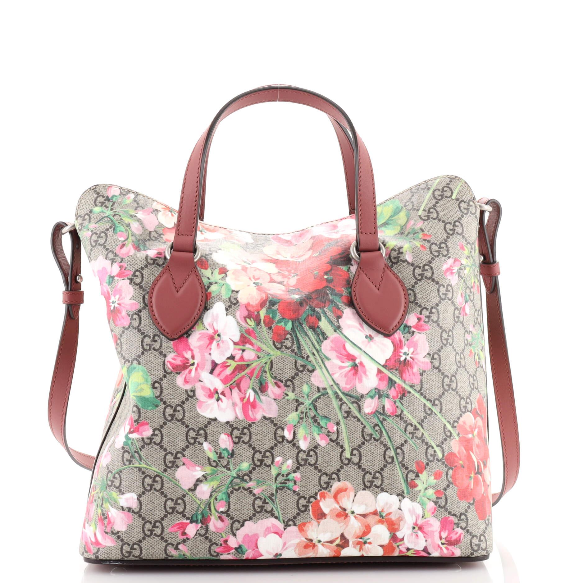 Women's or Men's Gucci Signature Fold Over Tote Blooms Print GG Coated Canvas Medium