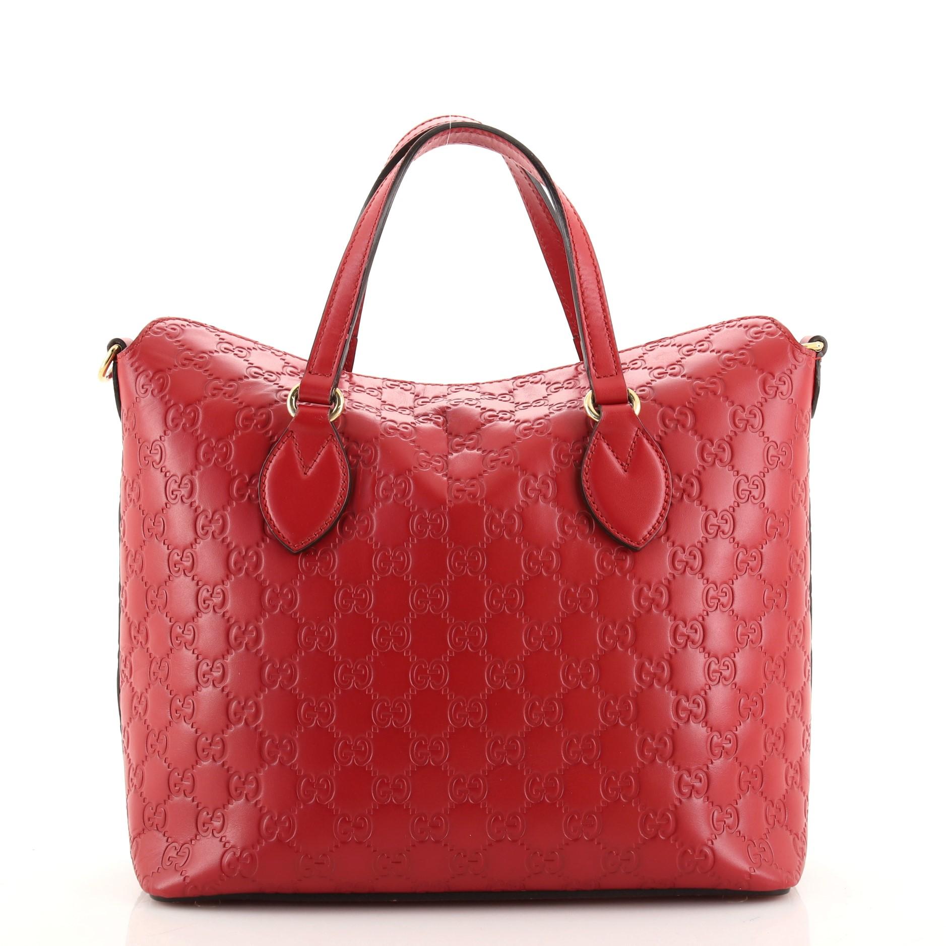 Gucci Signature Fold Over Tote Guccissima Leder Medium (Rot)