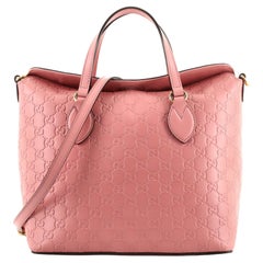 Gucci Signature Fold Over Tote Guccissima Leather Medium