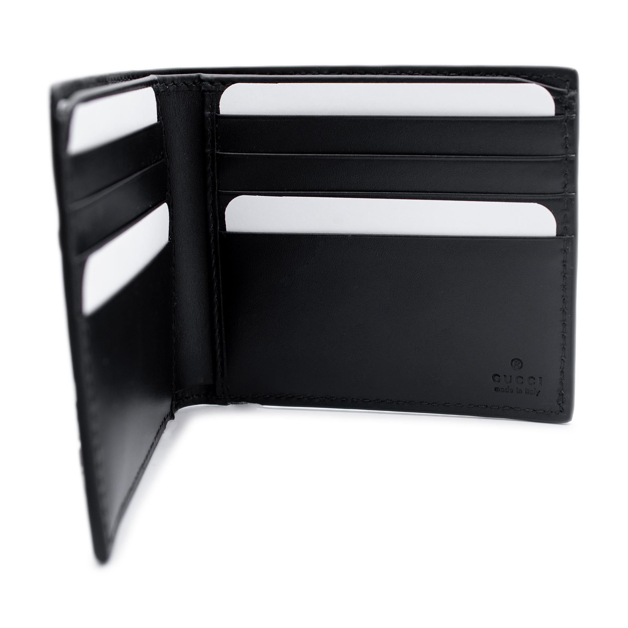 Gucci Signature GG 473916 Nero Folded Calf Leather Wallet In New Condition In Houston, US