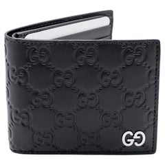 Gucci Signatur GG 473916 Nero Brieftasche aus gefaltetem Kalbsleder mit Kalbsleder