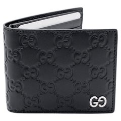 Gucci Signature GG 473916 Portefeuille en cuir de veau plié Nero