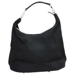 Vintage Gucci Signature Hobo 870118 Black Nylon Shoulder Bag