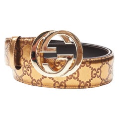 GUCCI Signature Interlock GG Ceinture buckle gold monogram belt 80cm 32"