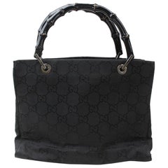 Gucci Signature Monogram Gg Bamboo 868427 Black Nylon Tote