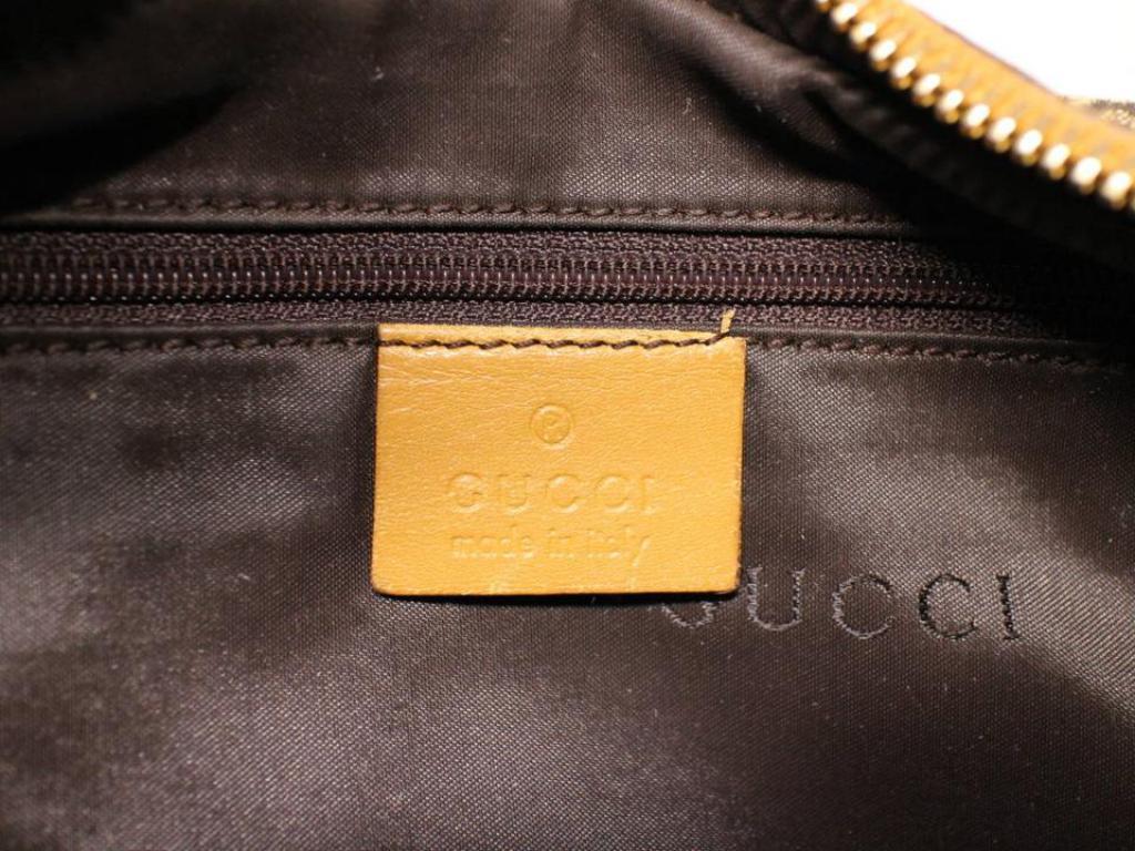 Gucci Signature Monogram Gg Zip Hobo 229280 Brown Canvas Shoulder Bag In Good Condition For Sale In Forest Hills, NY