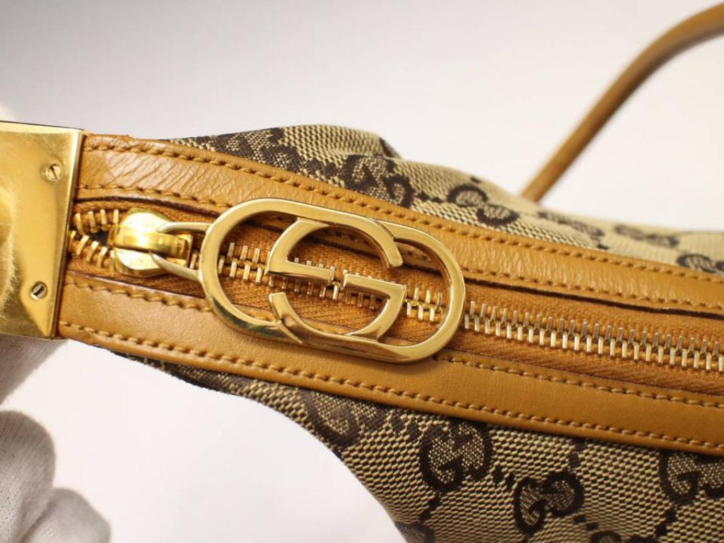 Gucci Signature Monogram Gg Zip Hobo 229280 Brown Canvas Shoulder Bag For Sale 1