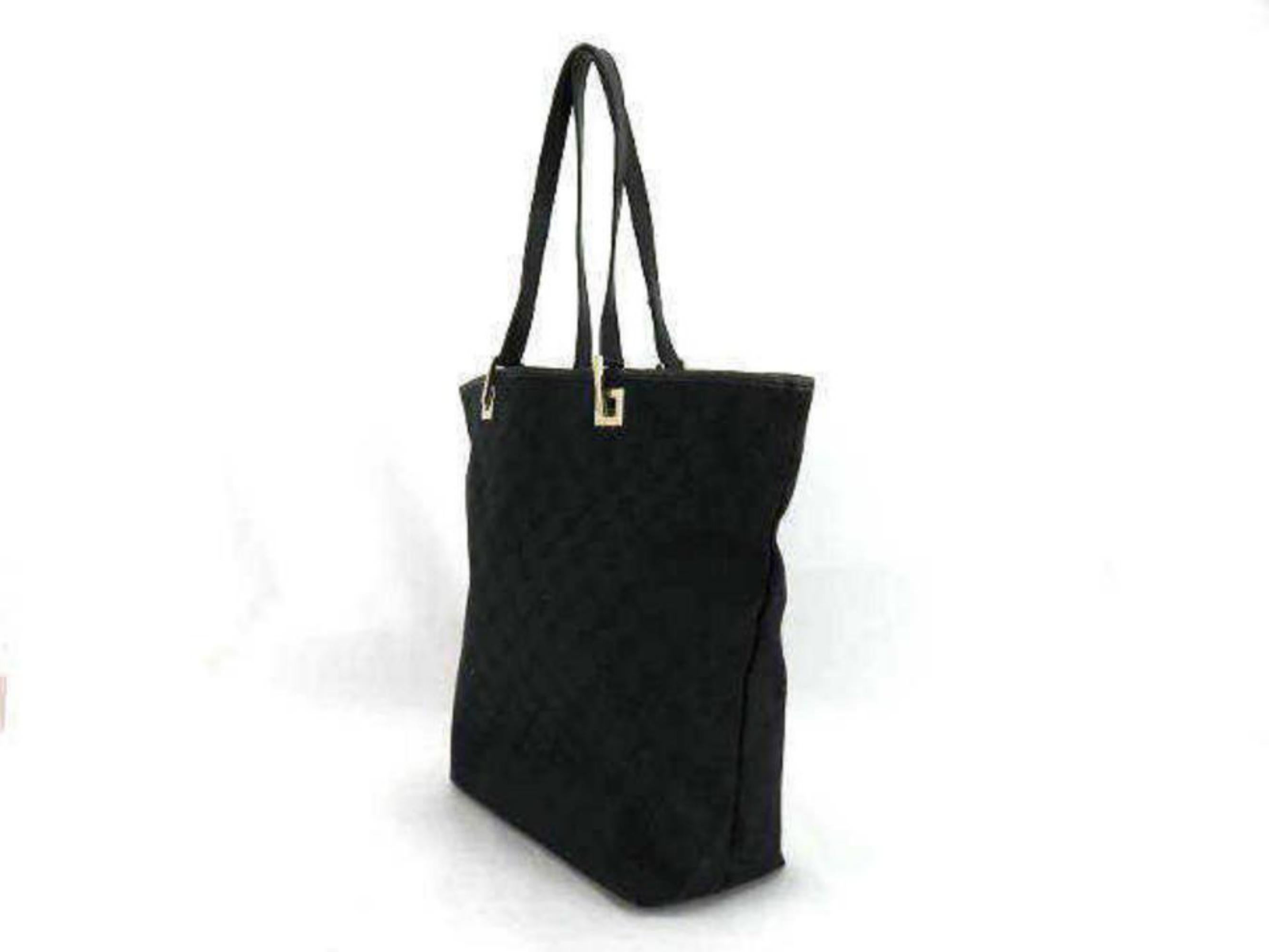 Gucci Signature Monogram Shopper Tote 230795 Black Canvas Shoulder Bag For Sale 7