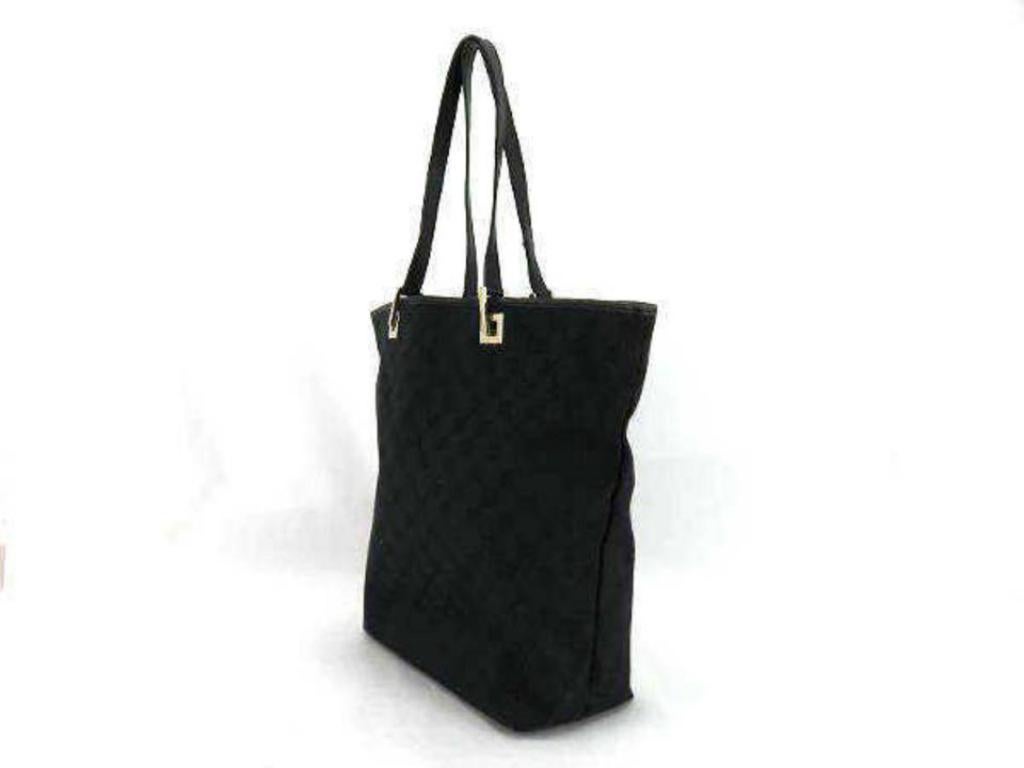 Gucci Signature Monogram Shopper Tote 230795 Black Canvas Shoulder Bag For Sale 4