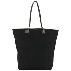 Gucci Signature Monogram Shopper Tote 230795 Black Canvas Shoulder Bag