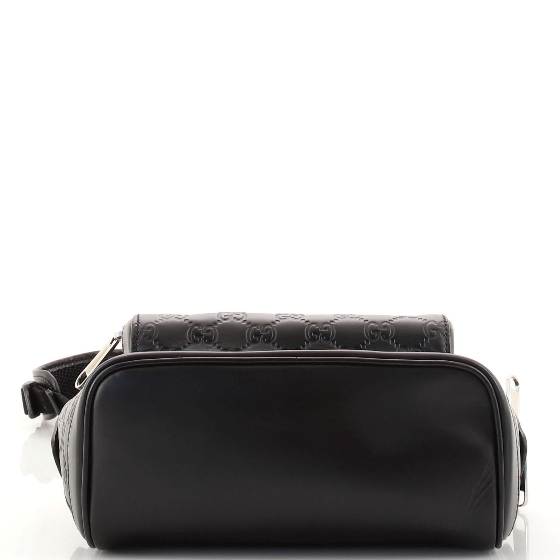 Black Gucci Signature Pocket Backpack Guccissima Leather Small