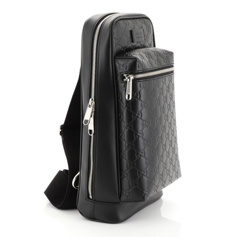 Black Gucci Signature Slim Crossbody Bag Guccissima Leather Small