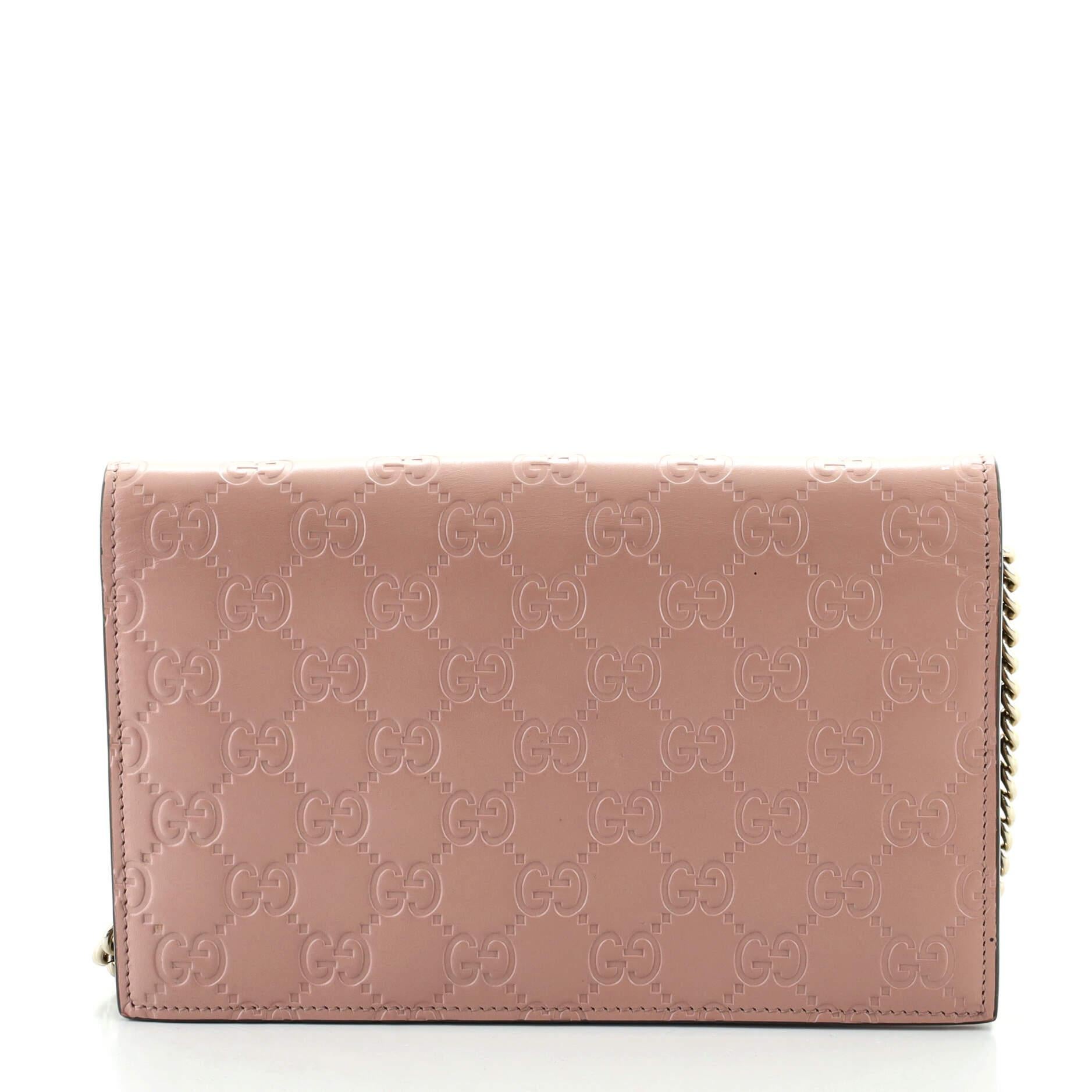 Brown Gucci Signature Wallet on Chain Guccissima Leather